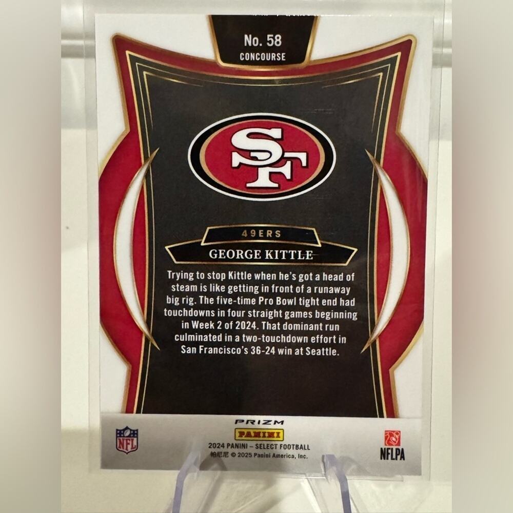 2024 George Kittle Green Red and Yellow Shock Panini Select card - Picture 2 of 2